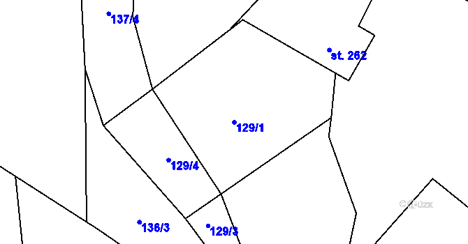 Parcela st. 129/1 v KÚ Chuchelna, Katastrální mapa