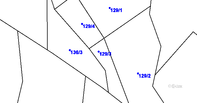 Parcela st. 129/3 v KÚ Chuchelna, Katastrální mapa