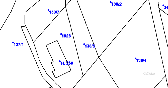 Parcela st. 138/5 v KÚ Chuchelna, Katastrální mapa