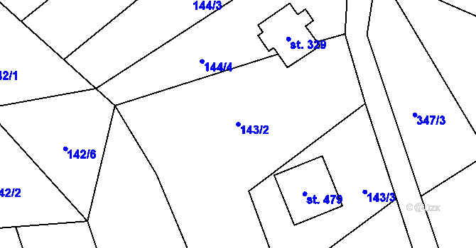 Parcela st. 143/2 v KÚ Chuchelna, Katastrální mapa
