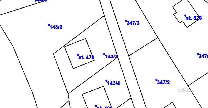 Parcela st. 143/3 v KÚ Chuchelna, Katastrální mapa