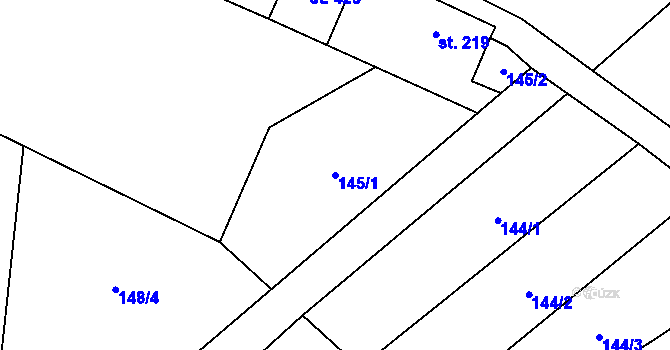 Parcela st. 145/1 v KÚ Chuchelna, Katastrální mapa