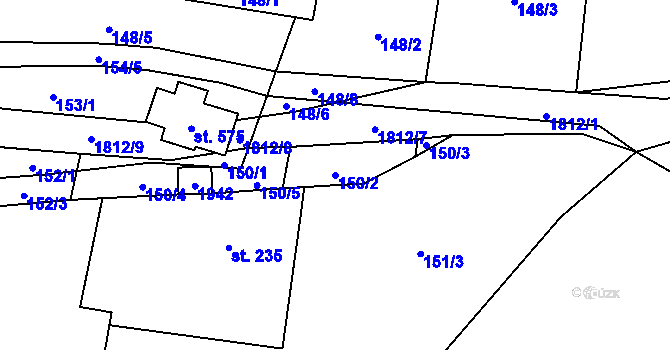 Parcela st. 150/2 v KÚ Chuchelna, Katastrální mapa