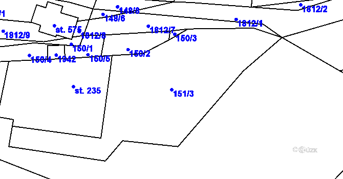 Parcela st. 151/3 v KÚ Chuchelna, Katastrální mapa