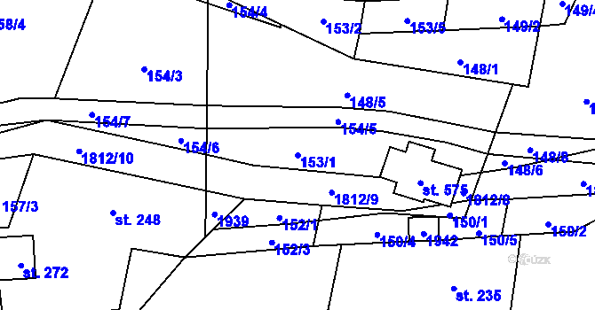 Parcela st. 153/1 v KÚ Chuchelna, Katastrální mapa