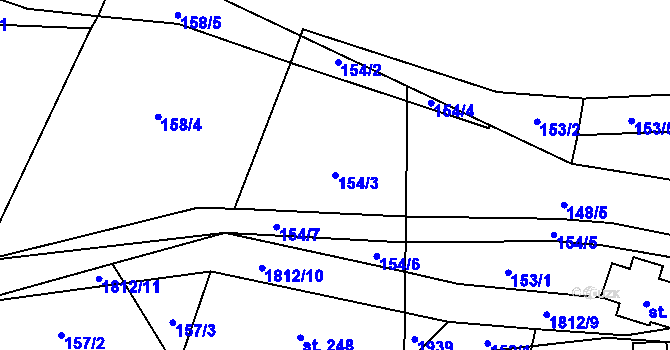 Parcela st. 154/3 v KÚ Chuchelna, Katastrální mapa