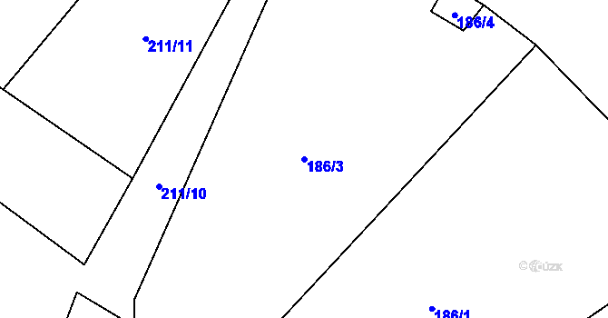Parcela st. 186/3 v KÚ Chuchelna, Katastrální mapa