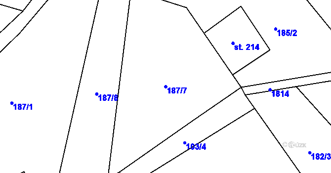 Parcela st. 187/7 v KÚ Chuchelna, Katastrální mapa