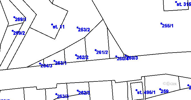 Parcela st. 261/2 v KÚ Chuchelna, Katastrální mapa