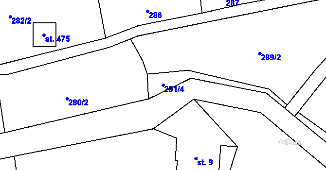 Parcela st. 291/4 v KÚ Chuchelna, Katastrální mapa