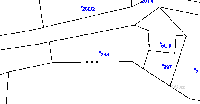Parcela st. 298 v KÚ Chuchelna, Katastrální mapa