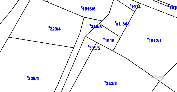 Parcela st. 335/5 v KÚ Chuchelna, Katastrální mapa