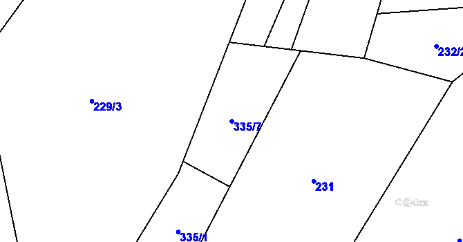 Parcela st. 335/7 v KÚ Chuchelna, Katastrální mapa