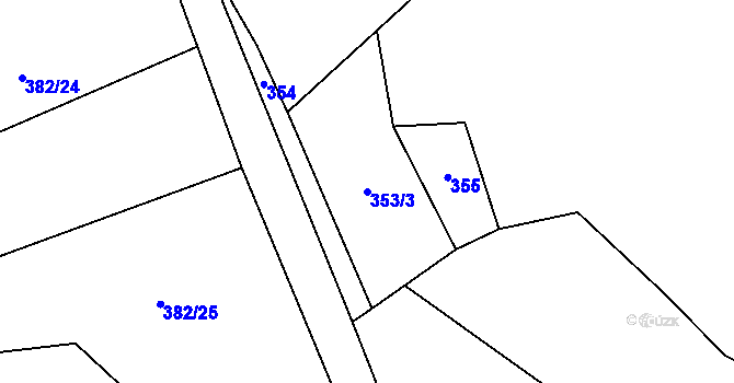 Parcela st. 353/3 v KÚ Chuchelna, Katastrální mapa