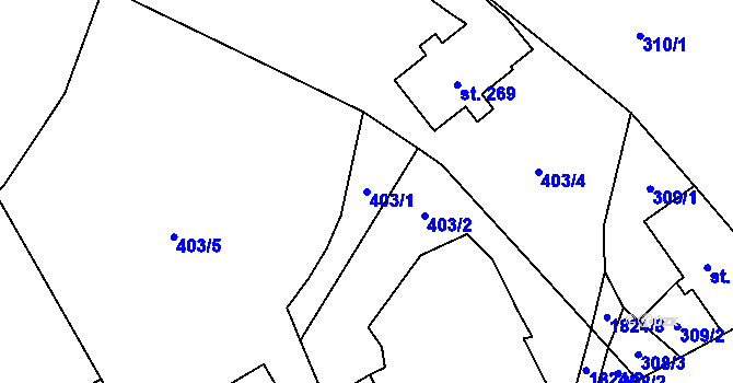 Parcela st. 403/1 v KÚ Chuchelna, Katastrální mapa