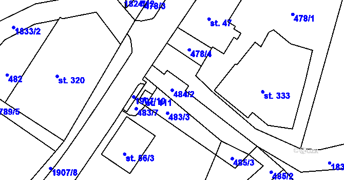 Parcela st. 484/2 v KÚ Chuchelna, Katastrální mapa