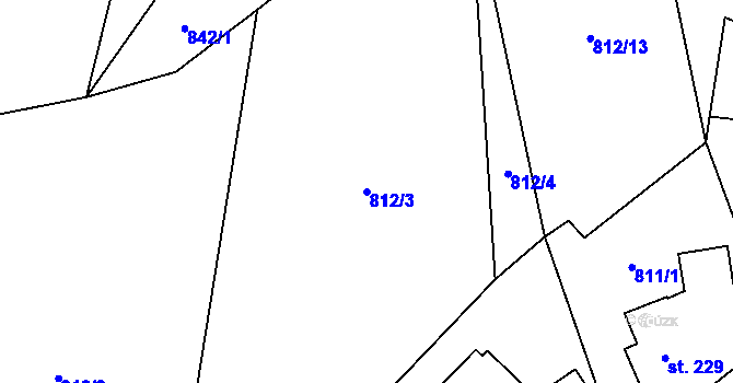 Parcela st. 812/3 v KÚ Chuchelna, Katastrální mapa