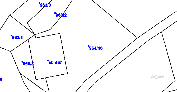 Parcela st. 964/10 v KÚ Chuchelna, Katastrální mapa