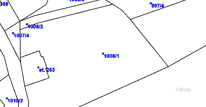 Parcela st. 1008/1 v KÚ Chuchelna, Katastrální mapa