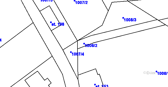 Parcela st. 1008/2 v KÚ Chuchelna, Katastrální mapa