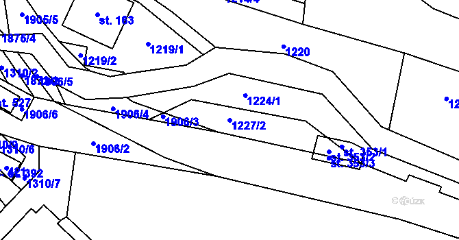 Parcela st. 1227/2 v KÚ Chuchelna, Katastrální mapa
