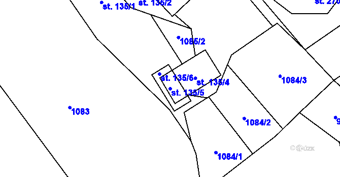 Parcela st. 135/5 v KÚ Chuchelna, Katastrální mapa