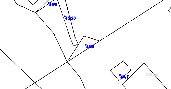 Parcela st. 45/8 v KÚ Chuchelna, Katastrální mapa