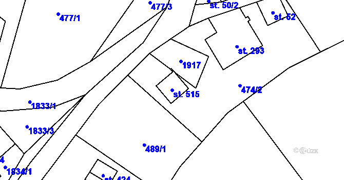 Parcela st. 515 v KÚ Chuchelna, Katastrální mapa