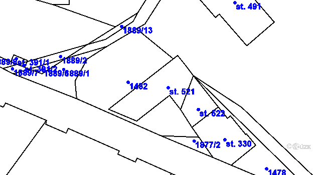 Parcela st. 521 v KÚ Chuchelna, Katastrální mapa