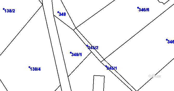 Parcela st. 345/2 v KÚ Chuchelna, Katastrální mapa