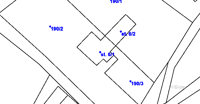 Parcela st. 6/1 v KÚ Chuchelna, Katastrální mapa