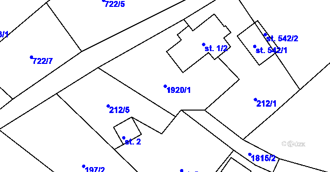 Parcela st. 1920/1 v KÚ Chuchelna, Katastrální mapa