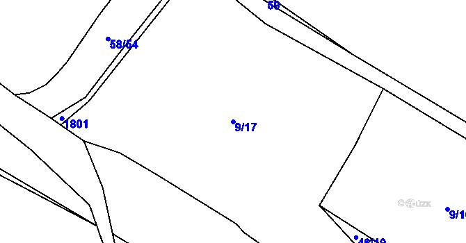 Parcela st. 9/17 v KÚ Chuchelna, Katastrální mapa