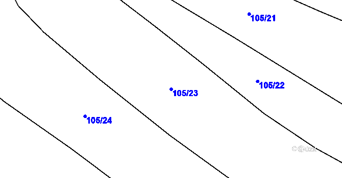 Parcela st. 105/23 v KÚ Chuchelna, Katastrální mapa