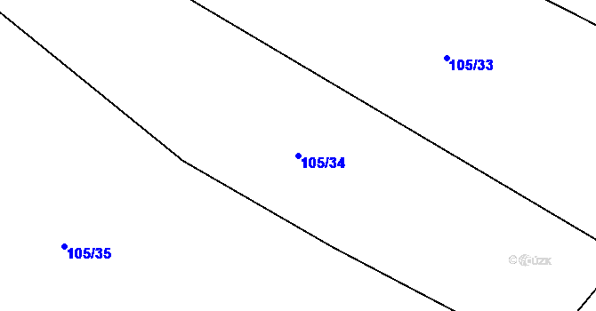 Parcela st. 105/34 v KÚ Chuchelna, Katastrální mapa