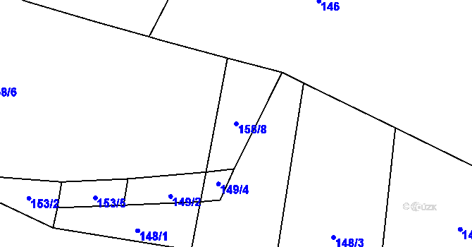 Parcela st. 158/8 v KÚ Chuchelna, Katastrální mapa