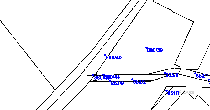 Parcela st. 880/40 v KÚ Chuchelna, Katastrální mapa