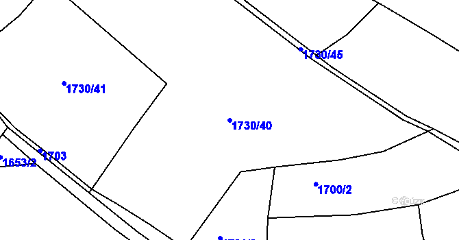 Parcela st. 1730/40 v KÚ Chuchelna, Katastrální mapa