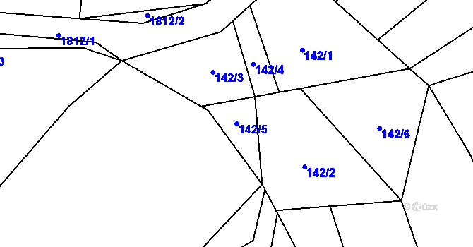 Parcela st. 142/5 v KÚ Chuchelna, Katastrální mapa