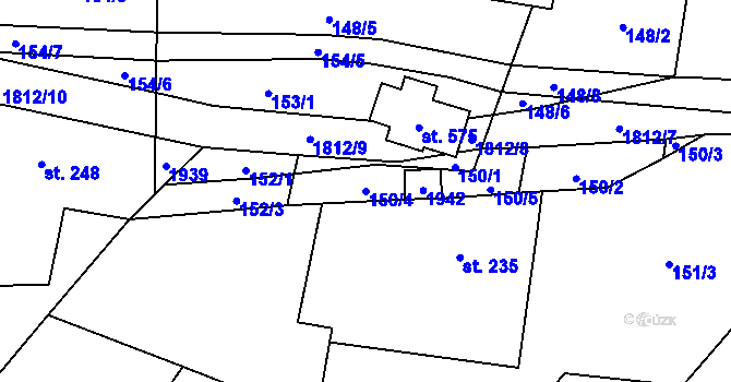 Parcela st. 150/4 v KÚ Chuchelna, Katastrální mapa