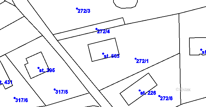 Parcela st. 563 v KÚ Chuchelna, Katastrální mapa