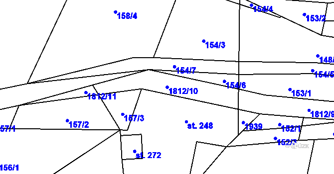 Parcela st. 1812/10 v KÚ Chuchelna, Katastrální mapa