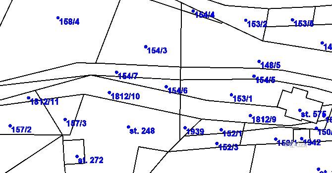 Parcela st. 154/6 v KÚ Chuchelna, Katastrální mapa