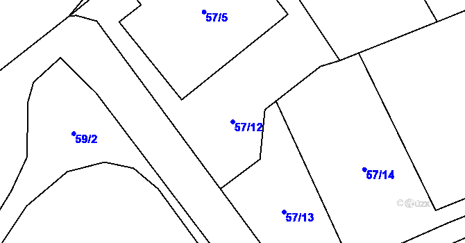 Parcela st. 57/12 v KÚ Chuchelná, Katastrální mapa