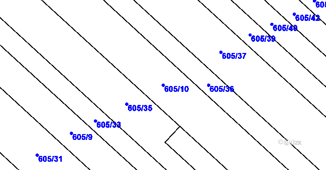 Parcela st. 605/10 v KÚ Chuchelná, Katastrální mapa