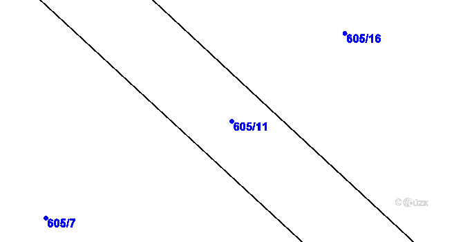 Parcela st. 605/11 v KÚ Chuchelná, Katastrální mapa