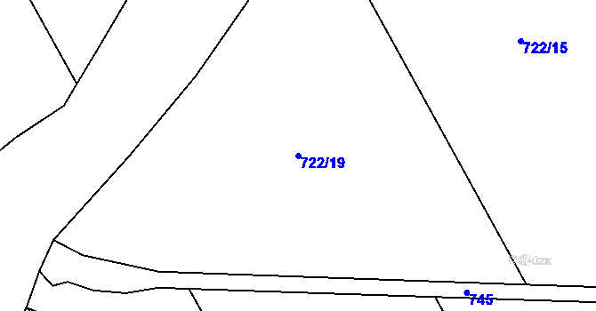 Parcela st. 722/19 v KÚ Chuchelná, Katastrální mapa