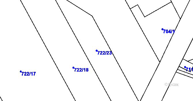 Parcela st. 722/23 v KÚ Chuchelná, Katastrální mapa