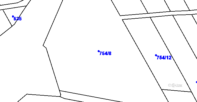 Parcela st. 754/8 v KÚ Chuchelná, Katastrální mapa