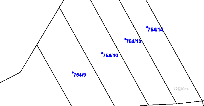 Parcela st. 754/10 v KÚ Chuchelná, Katastrální mapa